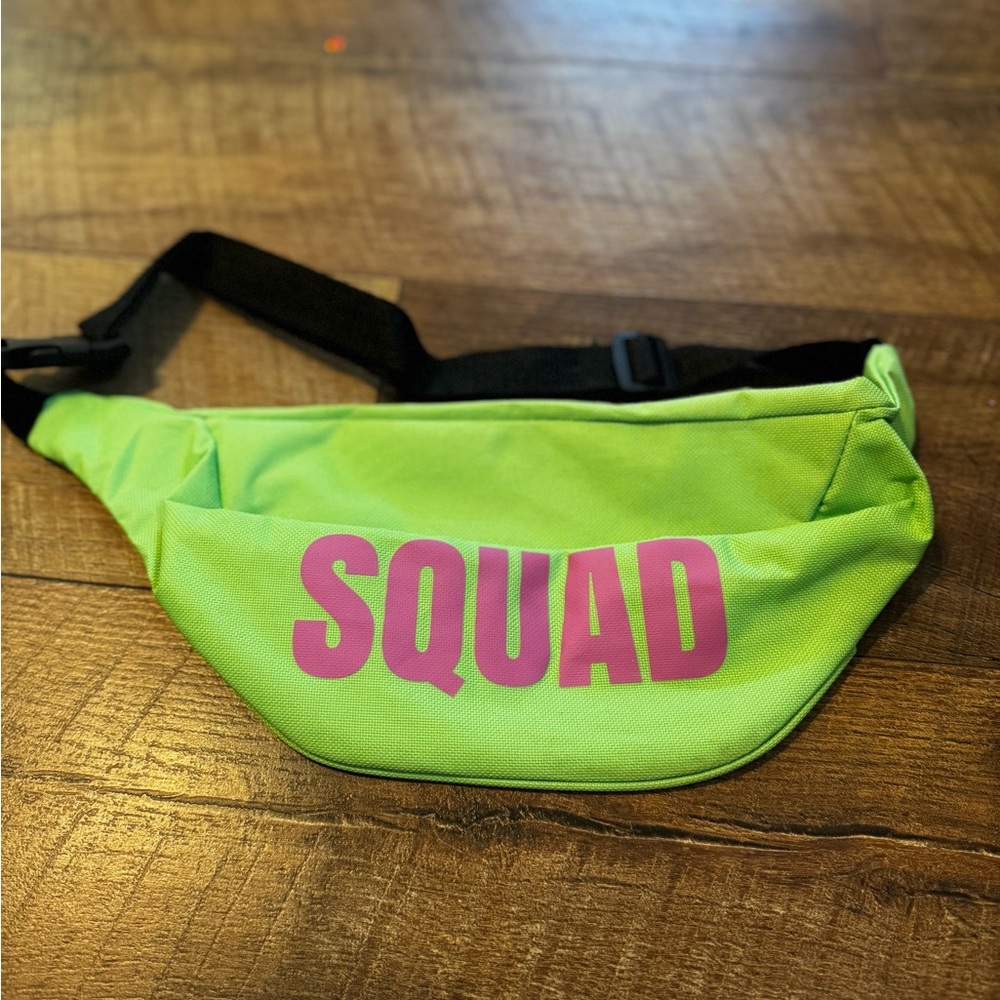 Neon Green Fanny Pack with Pink 'SQUAD' Print NWOT